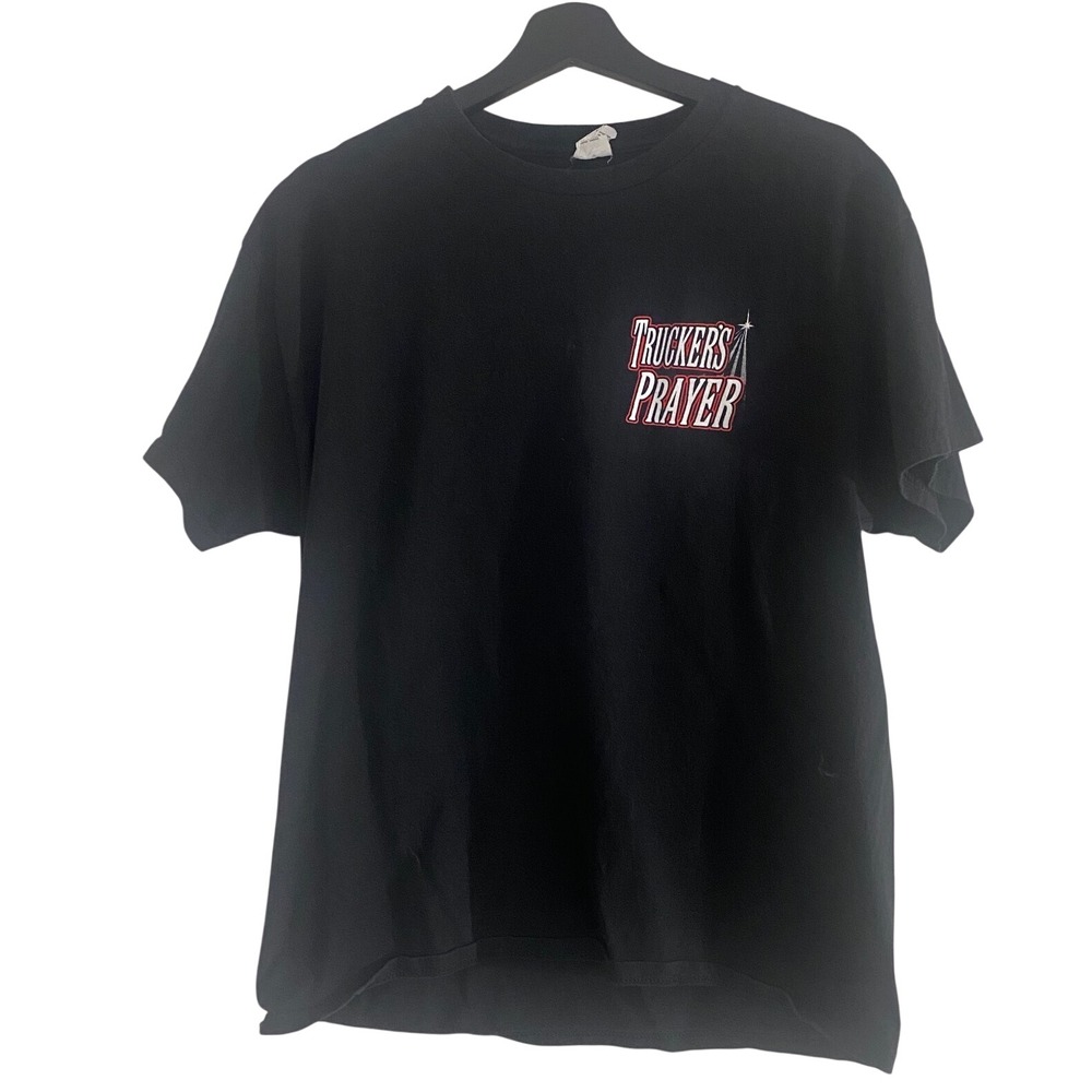 Hanes Trucker's Prayer T-Shirt Mens Large Black Excellent Graphic Tee